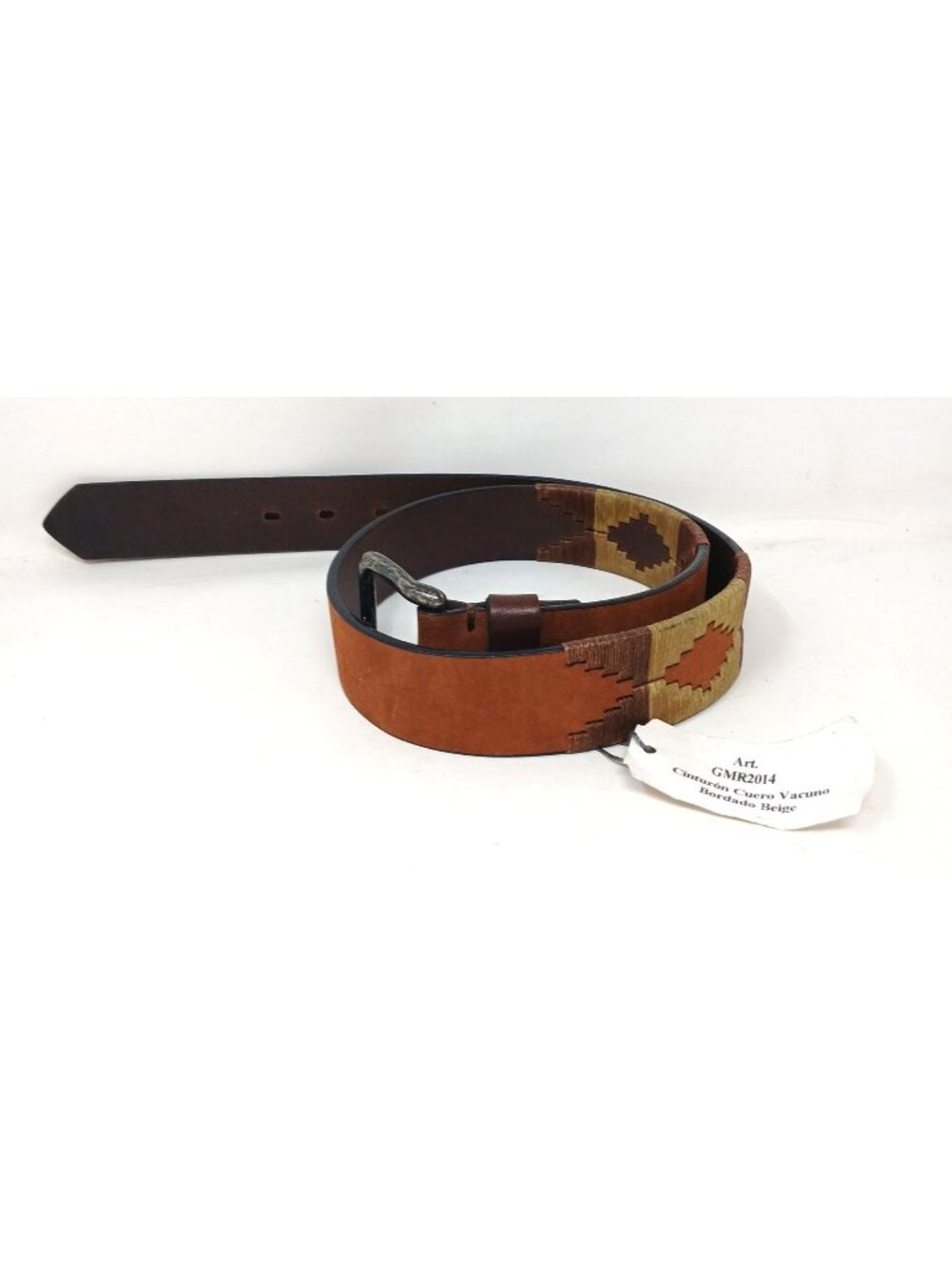 Handcrafted Leather Belt 80 cm 29-31 Embroidered Western Tribal w/Buckle #D-25B
